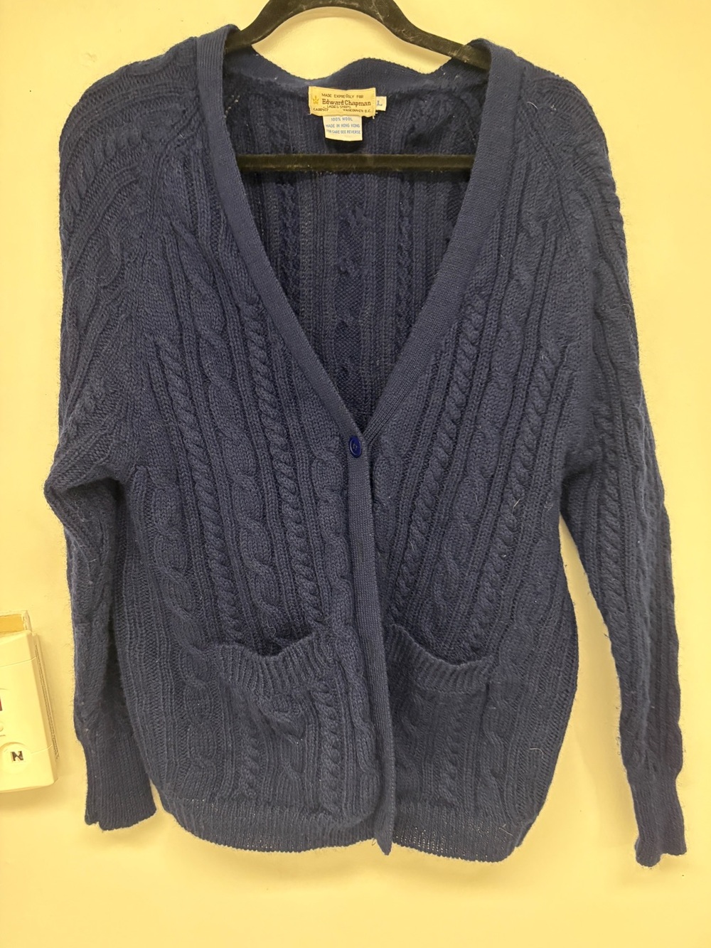 Vintage Edward Chapman Ladies Navy Blue Cardigan 100% Wool